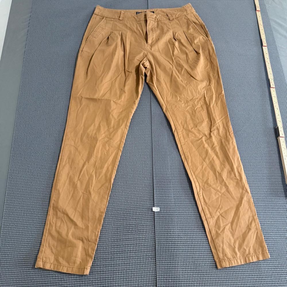 Zara Basic Women Tan Pleated Chino Trousers Size M